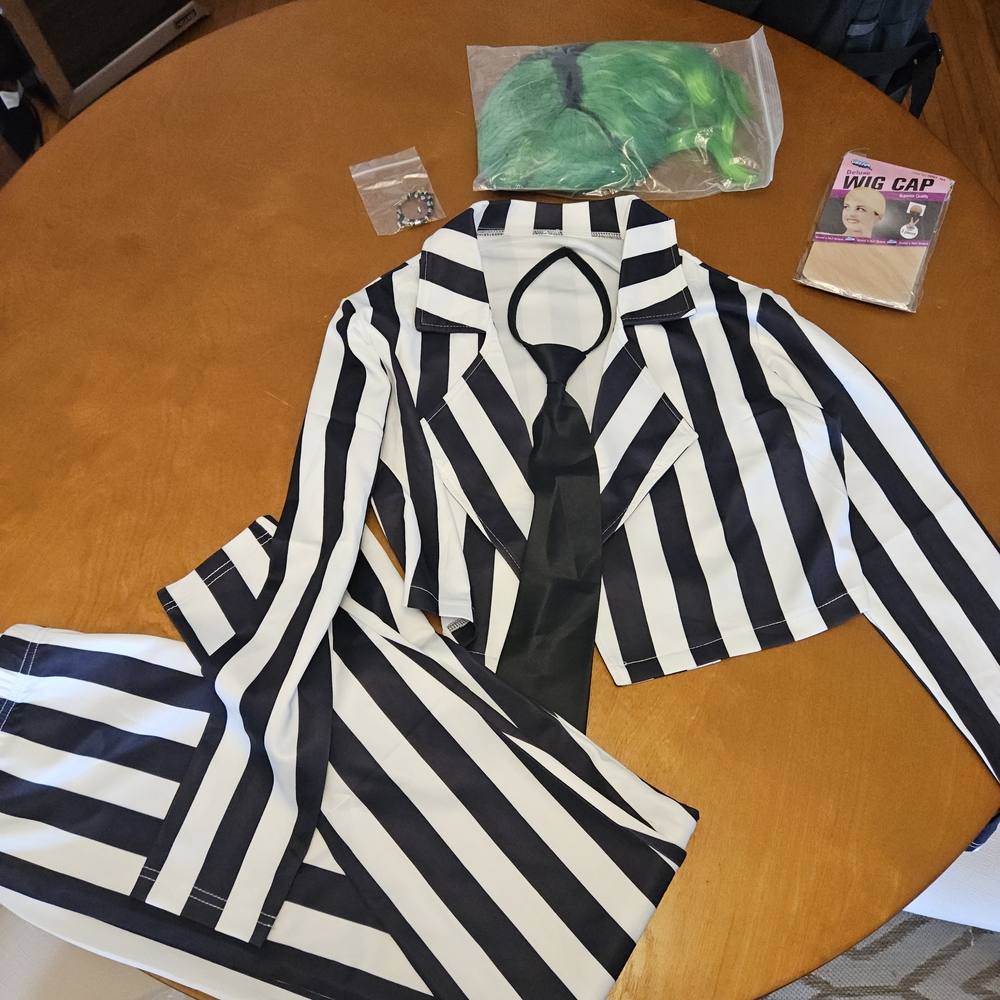 NEW Beetle Black and White Striped Costume Set SIZE L